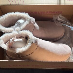 Women's Faux Fur Lined Ankle Boots - RYKA Water Repellent  size 7